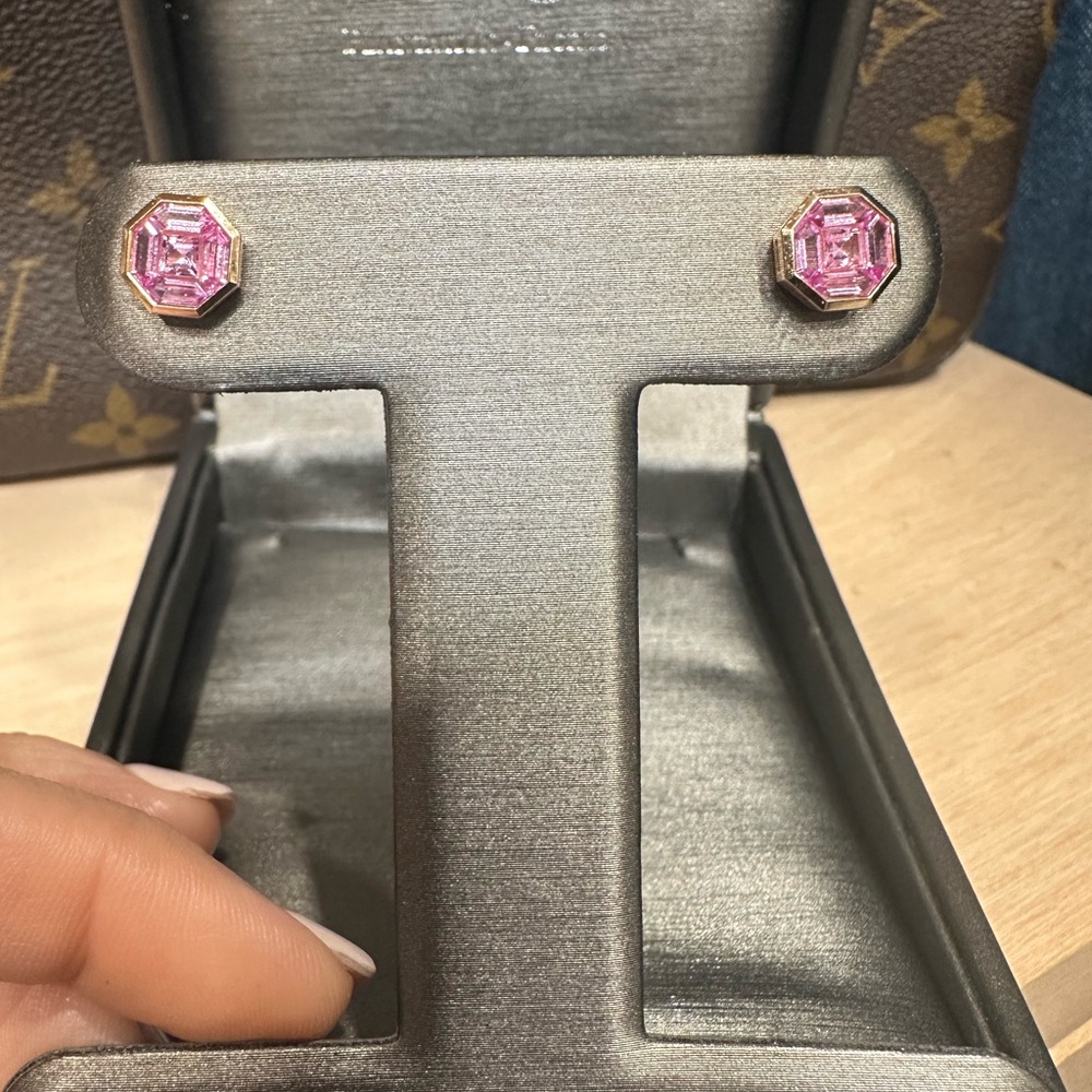 18K Pink Sapphire Studs